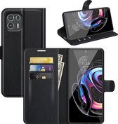 Motorola Edge 20 Lite Hoesje - MobyDefend Kunstleren Wallet Book Case - Zwart - GSM Hoesje - Telefoonhoesje Geschikt Voor Motorola Edge 20 Lite
