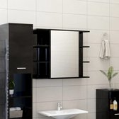 vidaXL Badkamerspiegelkast 80x20,5x64 cm spaanplaat hoogglans zwart