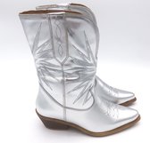 WELOVESHOES® Dames Cowboylaarzen met Hak  - Imitatieleer - Zilver - Maat 37