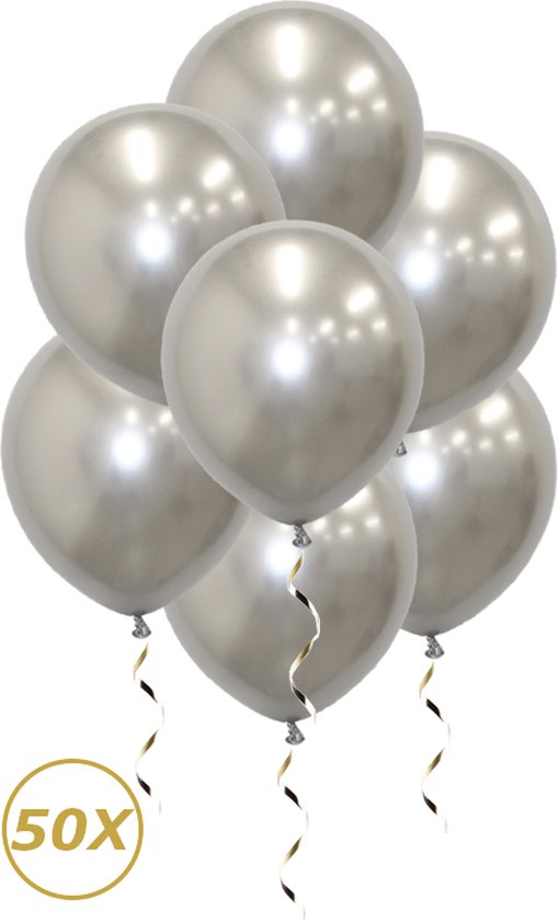 Zilveren Helium Ballonnen 2022 NYE Verjaardag Versiering Feest Versiering Ballon Chrome Zilver Luxe Decoratie - 50 Stuks