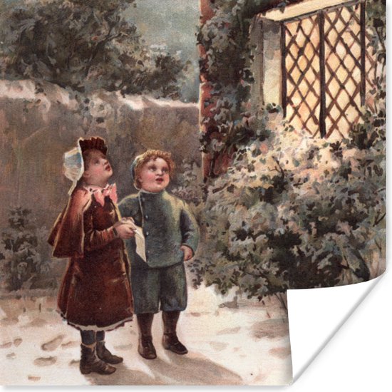 Poster Portret Kerst - Winter - Vintage - Kerstmis Decoratie - Kerstversiering - Kerstdecoratie Woonkamer