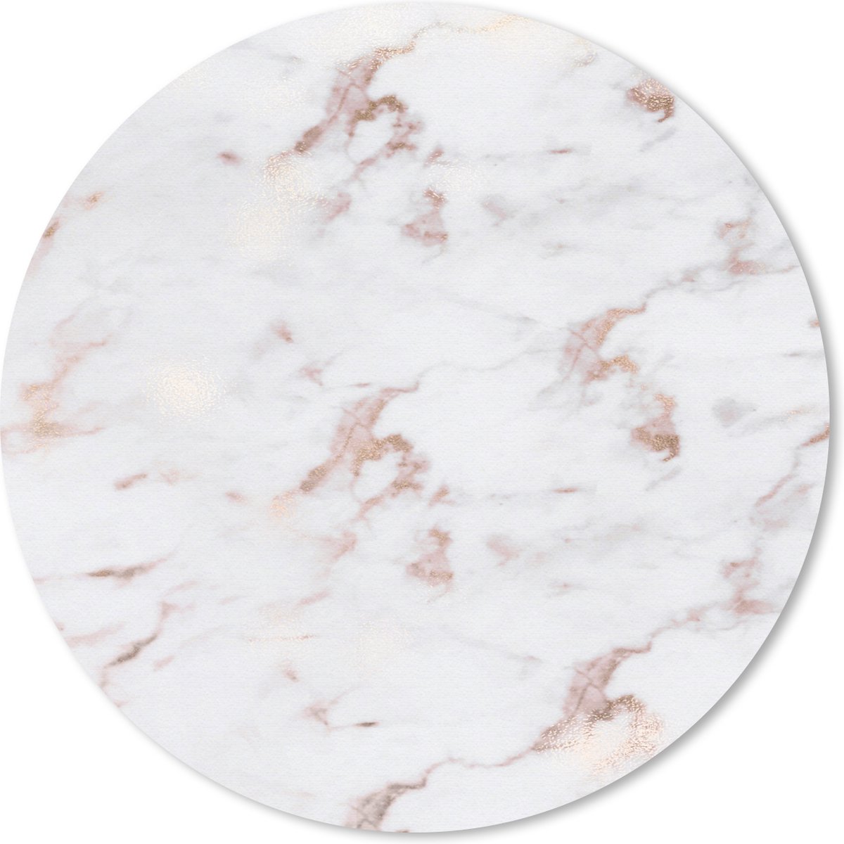 Muismat rond 20x20 cm - Mousepad Marmer - Wit - Roze - Ronde muismatten
