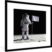Fotolijst incl. Poster - Maan - Ruimte - Astronaut - 40x40 cm - Posterlijst