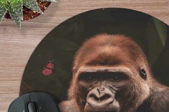 Muismat rond 20x20 cm - Mousepad Dieren - Vlinder - Aap - Ronde muismatten