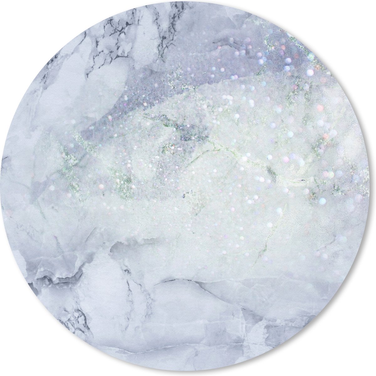 Muismat rond 30x30 cm - Mousepad Marmer - Glitter - Blauw - Ronde muismatten