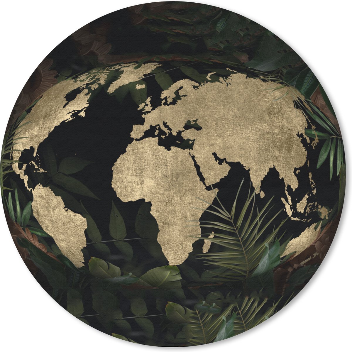 Muismat rond 30x30 cm - Mousepad Wereldkaart - Vintage - Wereldbol - Ronde muismatten