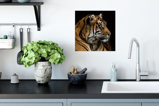Affiche Tigre - Tête d'Animal - Zwart - 30x30 cm