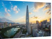 Lotte World Tower in centrum van Seoul in Zuid korea - Foto op Dibond - 60 x 40 cm