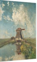 Een molen aan een poldervaart, Paul Gabriël - Foto op Dibond - 60 x 90 cm