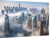 Indrukwekkend skyline van Dubai Marina op een mistige dag - Foto op Dibond - 90 x 60 cm