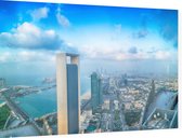 Panoramisch beeld van de skyline van Abu Dhabi - Foto op Dibond - 90 x 60 cm