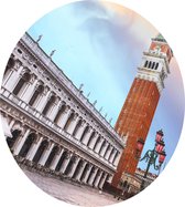 Campanile en een verlaten Piazza San Marco in Venetië - Foto op Dibond - ⌀ 40 cm