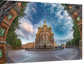 Artistiek beeld van de Orthodoxe kerk in Sint-Petersburg - Foto op Dibond - 60 x 40 cm