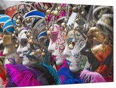 Gekleurd maskers tijdens carnaval in Venetië - Foto op Dibond - 90 x 60 cm