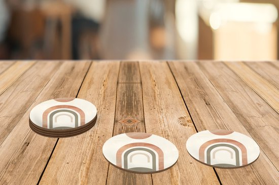 Sous-verres pour verres - Rond - Design - Rose - Abstrait - 10x10 cm - Sous-verres en verre - 6 pièces