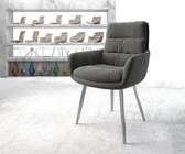 Gestoffeerde-stoel Abelia-Flex met armleuning 4-poot conisch roestvrij staal structurele stof antraciet