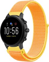 Nylon Smartwatch bandje - Geschikt voor  Fossil Gen 5 nylon band - lichtgeel - Strap-it Horlogeband / Polsband / Armband