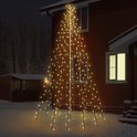 Verlichte lichtjesboom 's nachts in de sneeuw, 800cm hoog, 360 warmwitte LED's.