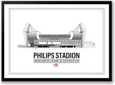 Philips Stadion poster | wanddecoratie PSV Eindhoven zwart wit poster | Liggend 40 x 30 cm