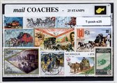 Postkoetsen – Luxe postzegel pakket (A6 formaat) : collectie van 25 verschillende postzegels van postkoetsen – kan als ansichtkaart in een A6 envelop - authentiek cadeau - kado - g