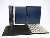 Importa MH20 Album inclusief 5x MH20 munthouderbladen en 5 zwarte schutbladen  met Luxe Cassette - de Luxe Blauw - met opdruk Muntenalbum - Gewatteerd met extra zwaar ringmechaniek