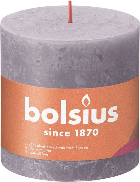3 stuks Bolsius paars rustiek stompkaarsen 100/100 (62 uur) Eco Shine Frosted Lavender