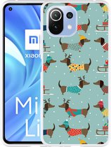 Xiaomi Mi 11 Lite / 11 Lite 5G NE Hoesje Winterse Teckels - Designed by Cazy