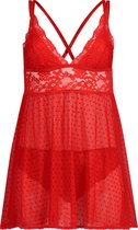 Hunkemöller Dames Nachtmode Babydoll Beatriz - Rood - maat M