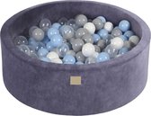 Ronde ballenbak VELVET 90x30 - Grijs-Blauw incl 200 ballen - Baby Blauw, Grijs, Wit, Transparant | Ballenbakje.nl