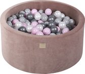 Ballenbak VELVET Beige - 90x40 incl. 300 ballen - Pastel Roze, Parel Wit, Zilver, Grijs