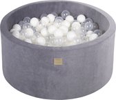Ronde ballenbak VELVET 90x40 - Steel incl 300 ballen - Wit, Transparant | Ballenbakje.nl