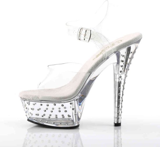 Pleaser Mules -41 Chaussures- STARDUST-608 US 11 Blanc / Argent