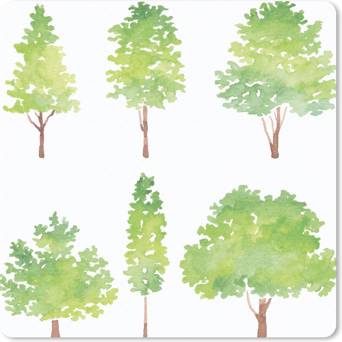 Muismat 30x30 cm - Mousepad Waterverf - Boom - Aquarel - Muismatten