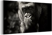 Wanddecoratie Metaal - Aluminium Schilderij Industrieel - Dierenprofiel gorilla in zwart-wit - 160x80 cm - Dibond - Foto op aluminium - Industriële muurdecoratie - Voor de woonkamer/slaapkamer