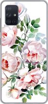 Telefoonhoesje Geschikt voor Samsung Galaxy A71 hoesje - Waterverf - Rozen - Bloemen - Siliconen Telefoonhoesje