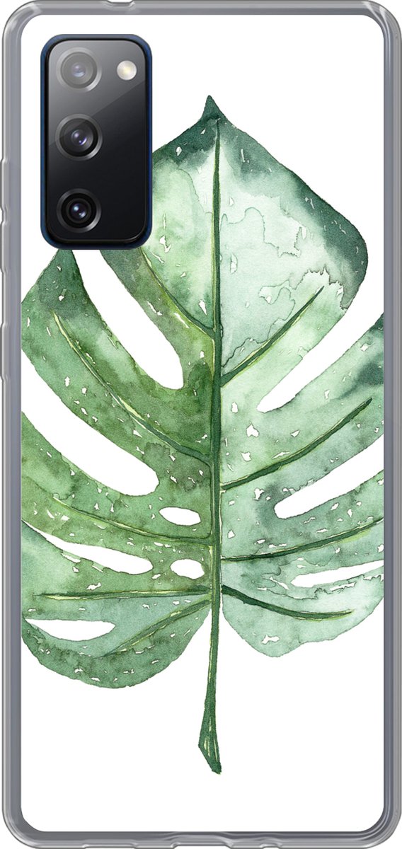 Telefoonhoesje Geschikt voor Samsung Galaxy S20 FE hoesje - Waterverf - Monstera - Blad - Siliconen Telefoonhoesje Telefoonhoesje