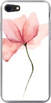 Geschikt voor iPhone SE 2020 hoesje - Bloemen - Waterverf - Roze - Siliconen Telefoonhoesje