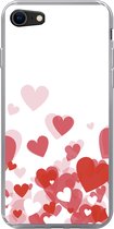 iPhone SE 2020 hoesje - Een illustratie van een regen van hartjes - Siliconen Telefoonhoesje