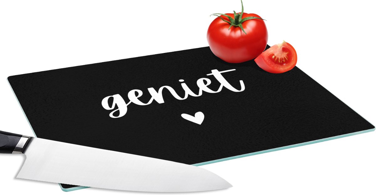 Glazen Snijplank - 28x20 - Quotes - Spreuken - Geniet - Snijplanken Glas