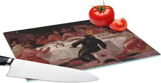 Planche à Découper En Verre Trempé 80x52 Cm - Motif "Peinture De Cuisine Abstraction Acrylique" - Moderne Et Facile à Nettoyer