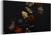Décoration murale Métal - Peinture Aluminium Industriel - Herbes - Zwart - Épices - Cuisine - Cuisson - 80x40 cm - Dibond - Photo sur aluminium - Décoration murale industrielle - Pour le salon/chambre