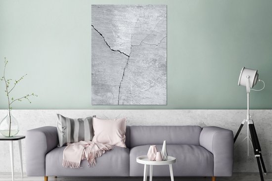 Décoration murale Métal - Peinture Aluminium Industriel - Béton - Fissure - Grijs - 120x160 cm - Dibond - Photo sur aluminium - Décoration murale industrielle - Pour le salon/chambre