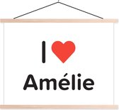 Posterhanger incl. Poster 150x113 cm - Schoolplaat - I love - Amélia - Meisje - Textielposter - Blanke latten