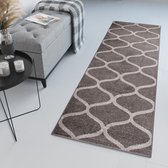 Tapiso Sari Tapijt Loper Grijs Modern Woonkamer Slaapkamer Hal Maat- 80x100