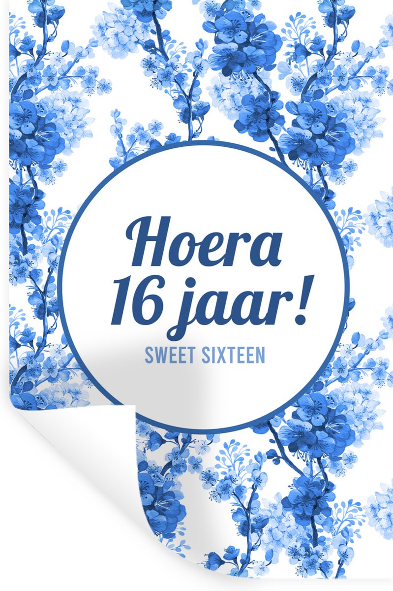 Muurstickers - Sticker Folie - Jubileum - 16 Jaar - Sweet sixteen - 20x30 cm - Plakfolie - Muurstickers Kinderkamer - Zelfklevend Behang - Zelfklevend behangpapier - Stickerfolie