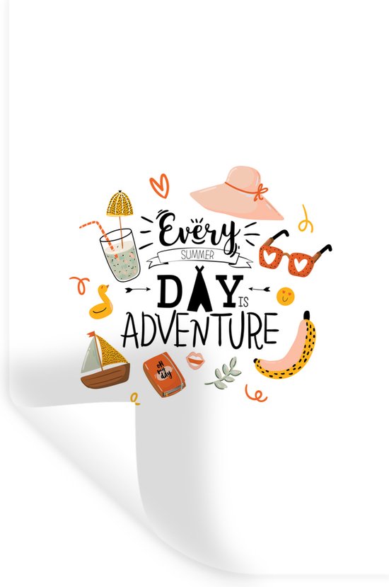 Stickers muraux - Feuille autocollante - Été - Bateau - Cocktail - 80x120 cm - Film adhésif - Stickers muraux chambre d'enfant - Papier peint autocollant - Papier peint autocollant - Feuille autocollante