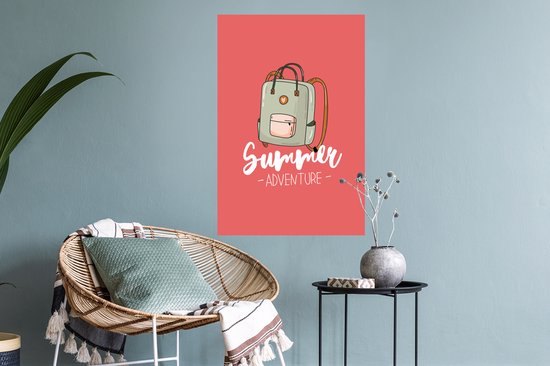 Stickers muraux - Été - Valise - Grijs - 40x60 cm - Feuille adhésive