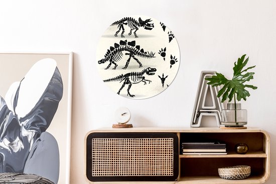 Illustration des os de dinosaures Sticker mural cercle mural 80x80 cm / cercle papier peint / cercle mural / cercle vivant - autocollant et découpe ronde