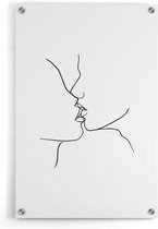 Walljar - Touching Lips - Muurdecoratie - Plexiglas schilderij