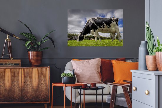 Muurstickers - Sticker Folie - Koe - Gras - Staart - Dieren - 90x60 cm - Plakfolie - Muurstickers Kinderkamer - Zelfklevend Behang - Zelfklevend behangpapier - Stickerfolie